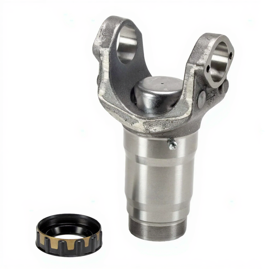 Drive Shaft Slip YokeBrand AKGSeries 1710Invoice SLIP YOKE ASSYMaterial SteelOutside Yoke Dimension E In. 6.094Bearing ap Diameter D In. 1.938/L To End Of Spline J In. 11.688/L To Face Of Plug F In. 2.438Spline O.D. 2.500No. Of Splines 16Involute NStyle BPVMRS 024002038Joint Angle #1 30.0Package Type EAHPackage Qty 1Weight 18.63 LB